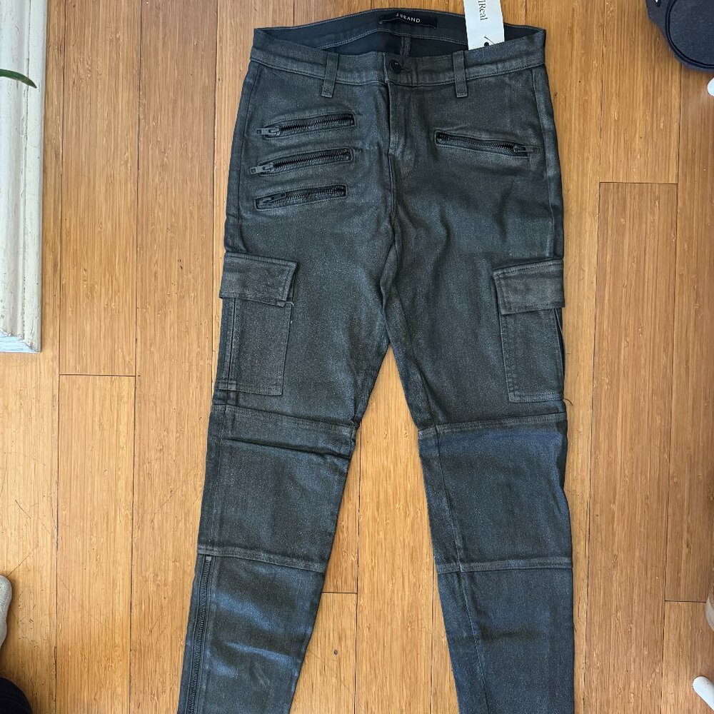 J BRAND - Metallic Skinny Jeans - Size 28 - Cargo / Zipper Style